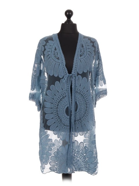 Italian Embroidered Net Cardigan