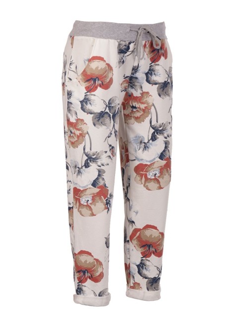 Italian Floral Print Cotton Trouser