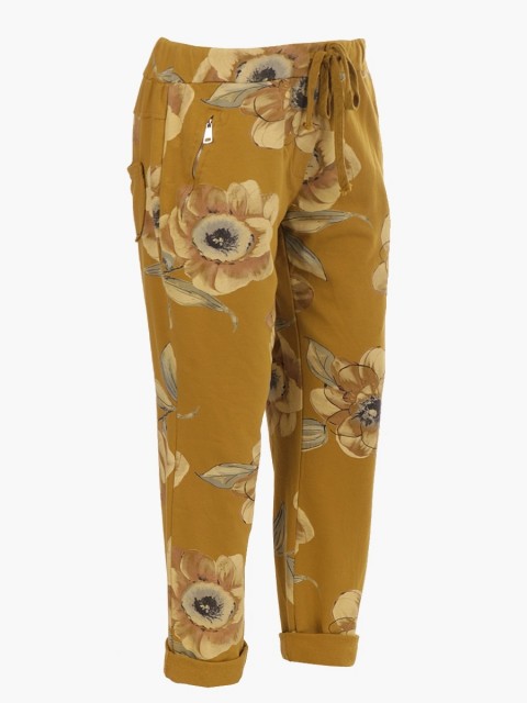 Italian Floral Print Cotton Trouser