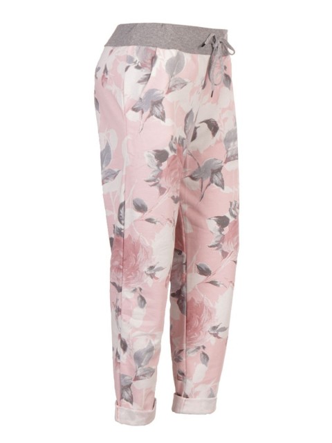 Italian Floral Print Cotton Trousers