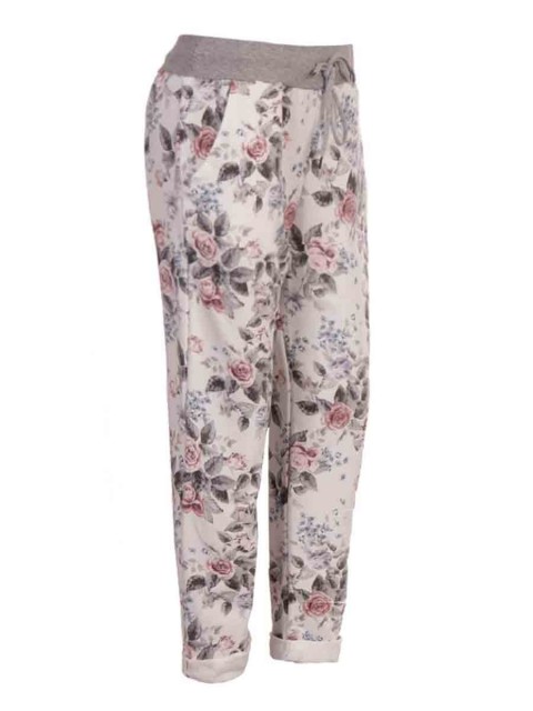 Italian Floral Print Trouser With Side Pockets