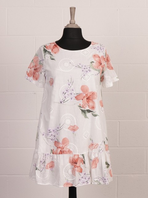 Italian Floral Printed Two Layered Cotton Dress