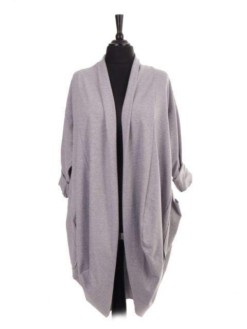 Italian Front Open Waterfall Cardigan With Front Pockets