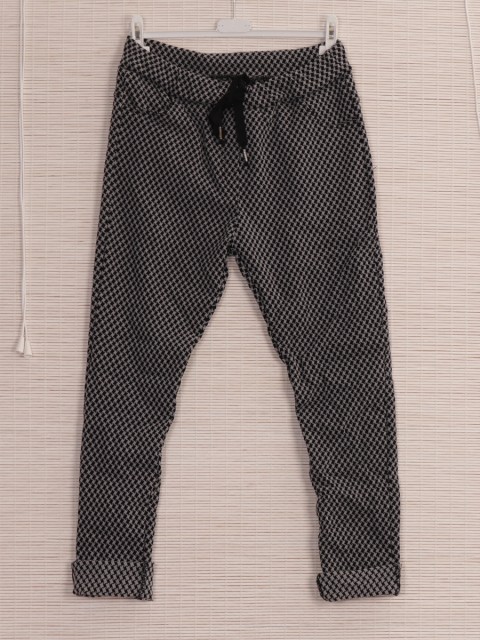 Italian Geometric Pattern Side Pockets Detail Magic Pants