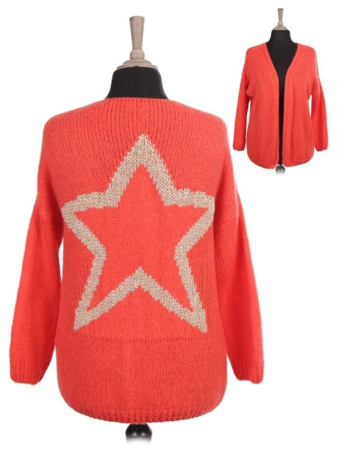 Italian Glittery Star Back Detail Mohair Cardigan