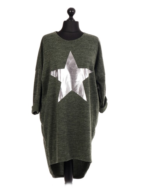 Italian Foil Star Print Lagenlook Dress