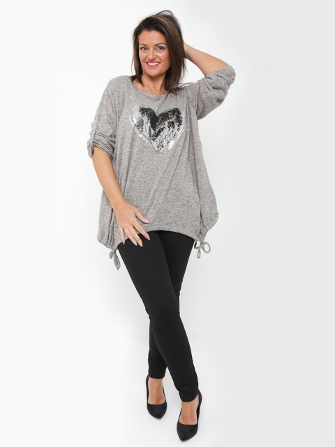 Italian Heart Sequin Lagenlook Top