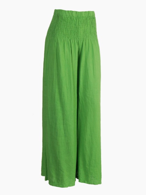 Italian High Elasticated Waist Linen Palazzo Pants