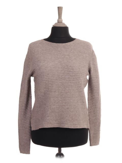 Italian Knitted High Low Ribbed Crop Jumper