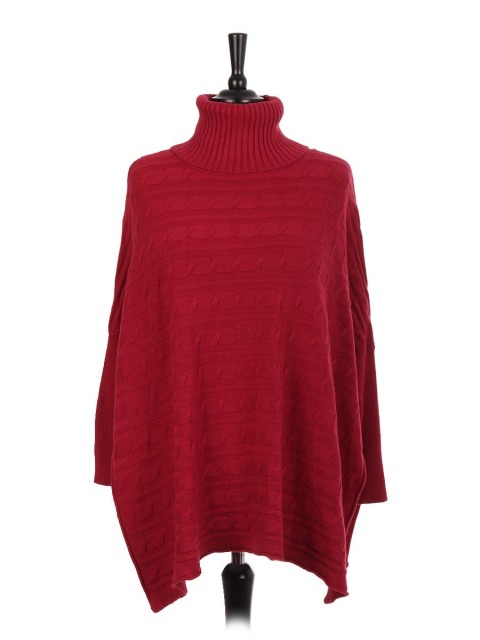 Italian Knitted Turtle Neck Side Split Jumper