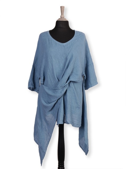 Italian Knot Detail Linen Tunic Top