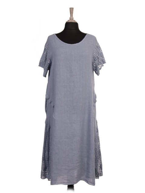 Italian Lace Sleeve Linen Lagenlook Dress