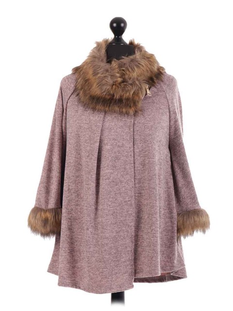 Italian Batwing Sleves Fur Poncho