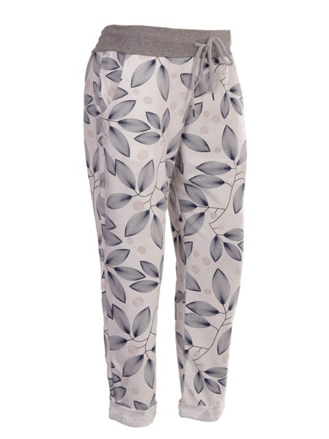 Italian Leaf Print Cotton Trouser