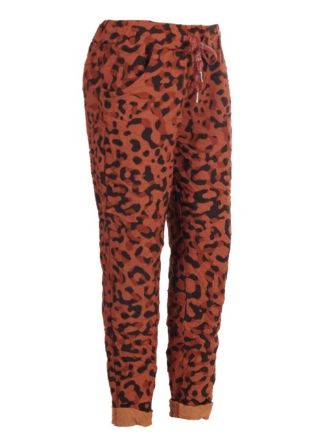 Plus Size Italian Leopard Print Cotton Magic Pants