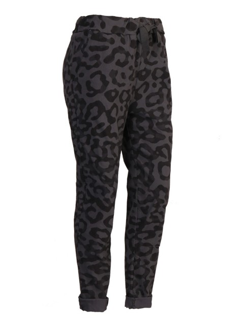 Plus Size Italian Leopard Print Magic Pants With Side Pockets