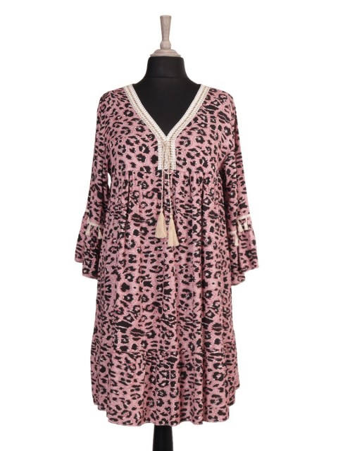 Italian Leopard Printed Tiered Dress