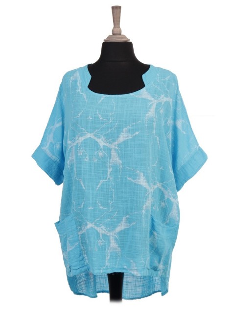 Italian Lightning Print High Low Batwing Top