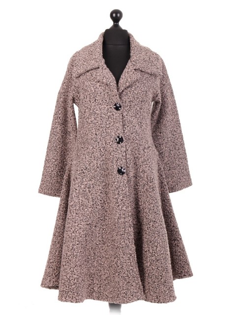 Italian Long Fitted Flared Lana Wool Coat