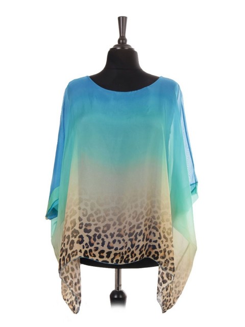 Italian Ombre Leopard Print Batwing Top