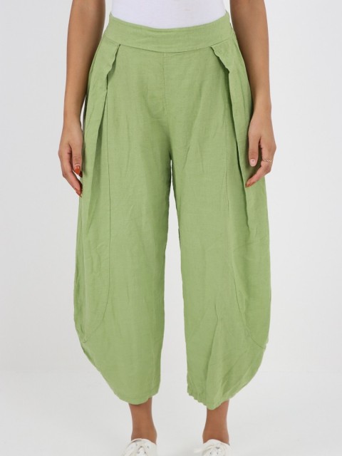 Italian Plain Layered Linen Pants