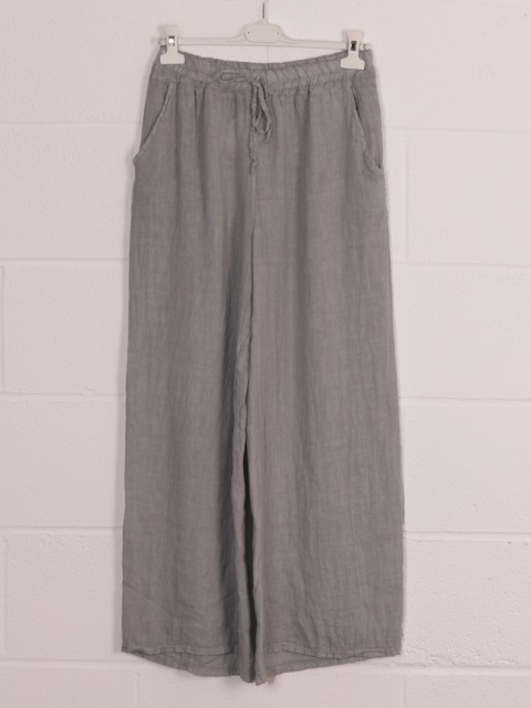 Italian Plain Linen Culottes With Side Pockets