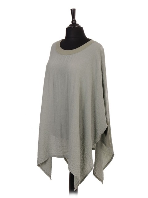 Italian Plus Size Batwing Tunic Top With Side Split