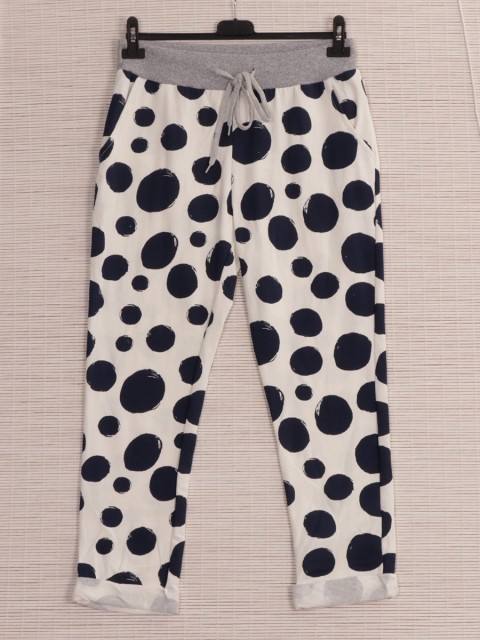 Italian Polka Dot Print Cotton Joggers