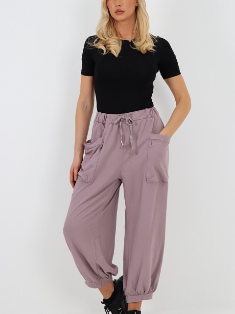 Italian Relaxed Fit Cotton Trousers With Front Pockets