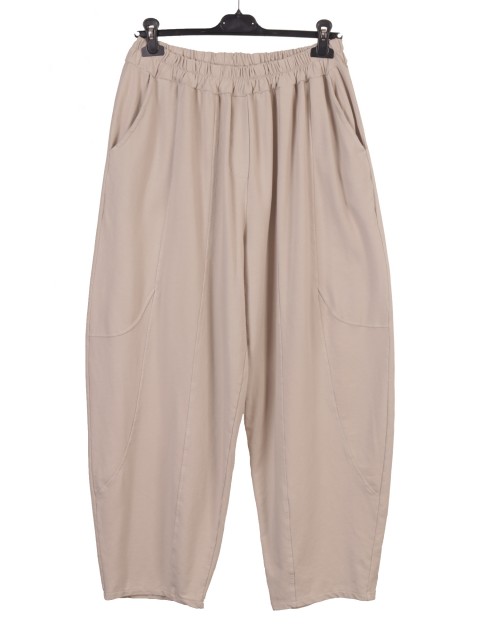 Italian Relaxed Fit Cotton Trousers With Side Pockets