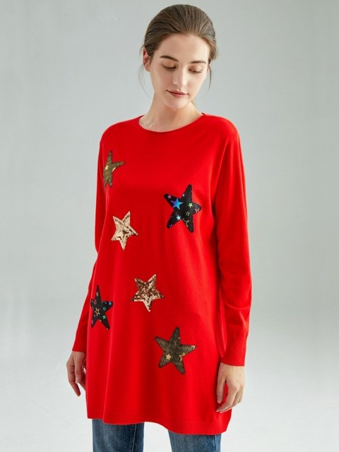 Italian Sequin Stars Knitted Jumper