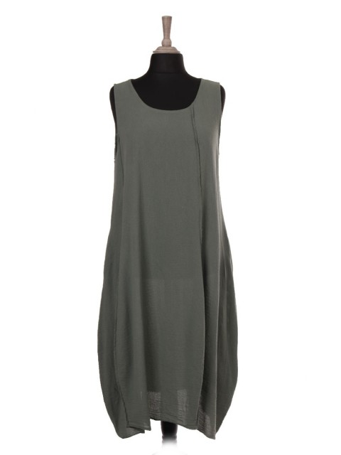 Italian Sleeveless Lagenlook Dress With Side Pockets