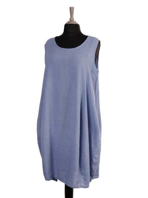 Italian Sleeveless Linen Lagenlook Dress