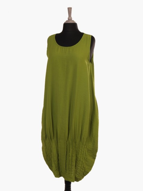 Italian Sleeveless Pleated Hem Lagenlook Dress