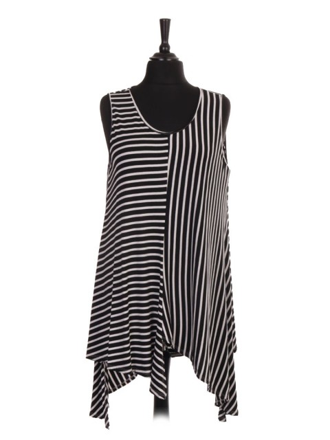 Italian Sleeveless Stripe Tunic Top