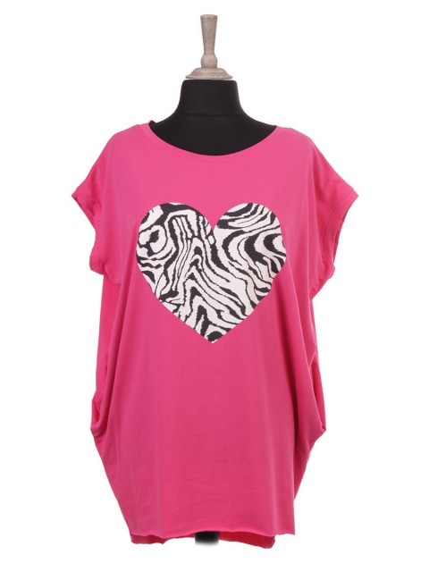 Italian Sleeveless Zebra Print Heart Batwing Top