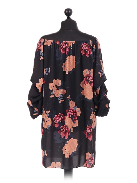 Italian Stem Floral Bardot Tunic