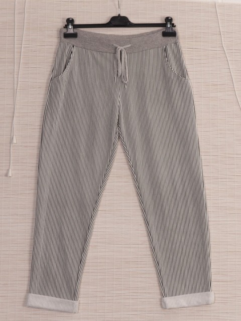 Italian Striped Print Cotton Trousers