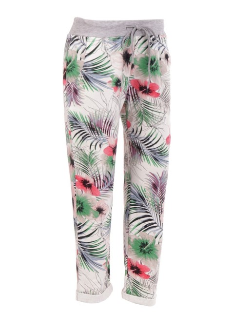 Ladies Italian Tropical Print Cotton Trouser