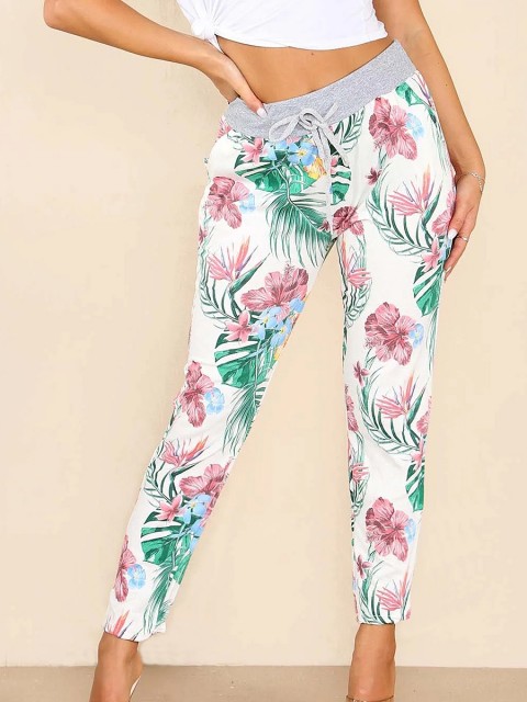 Italian Tropical Print Cotton Trousers