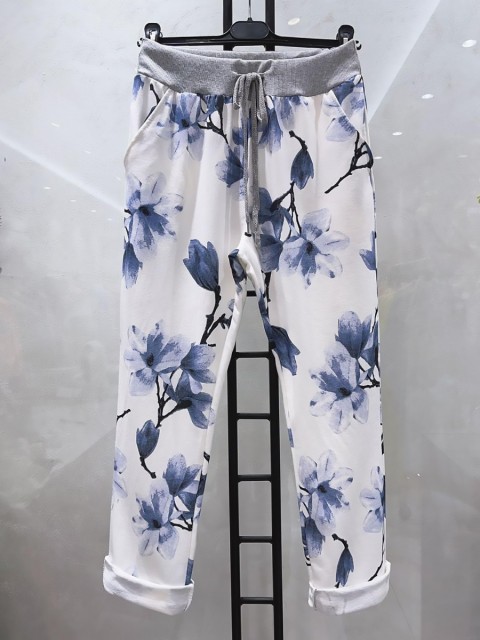 Italian Tulip Print Cotton Trousers