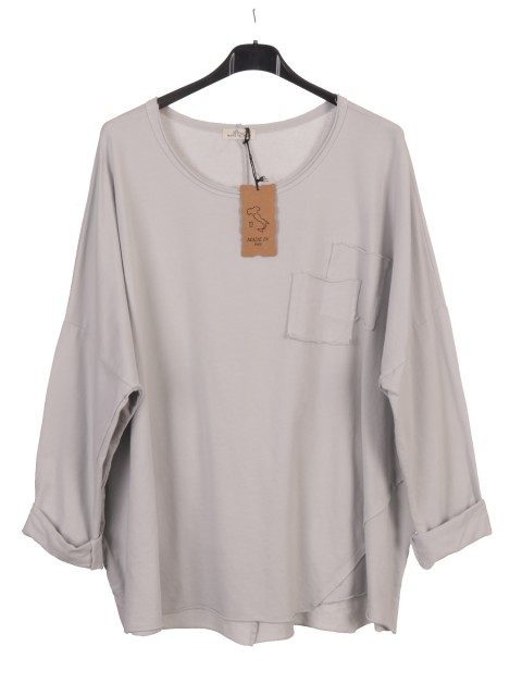 Italian Twin Pocket Detail Solid Cotton Top