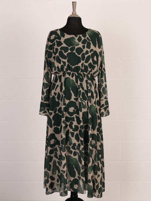 Italian Two Layered Giraffe Print Maxi Dress