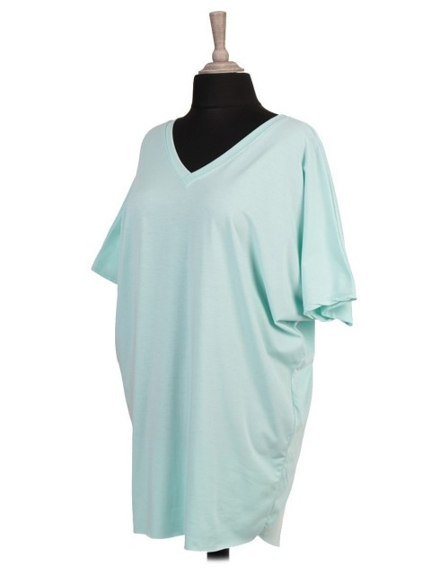 Italian V-Neck Dip Hem Batwing Top