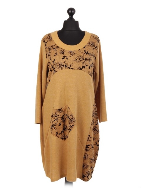 Italian Velour Flower Embossed Lagenlook Dress