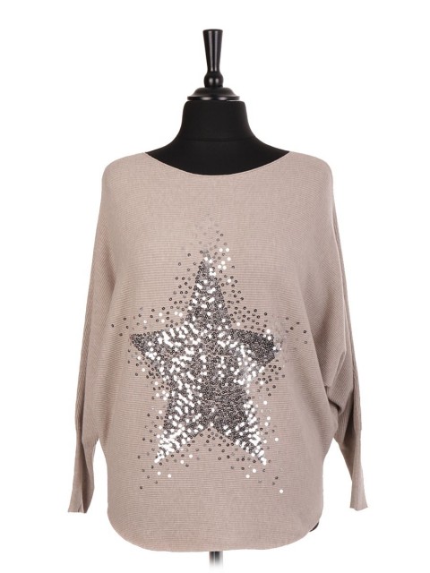 Italian Sequin Star Batwing Jumper