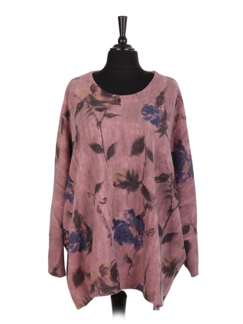 Italian Wool Mix Printed Oversized Batwing Top