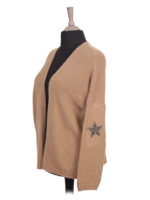 Italian Wool Mix Diamante Star Detail Cardigan