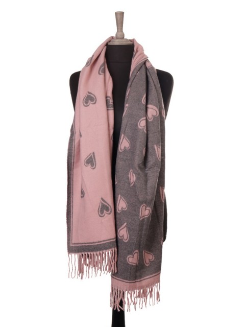 Ladies Heart Print Reversible Shawl/scarf