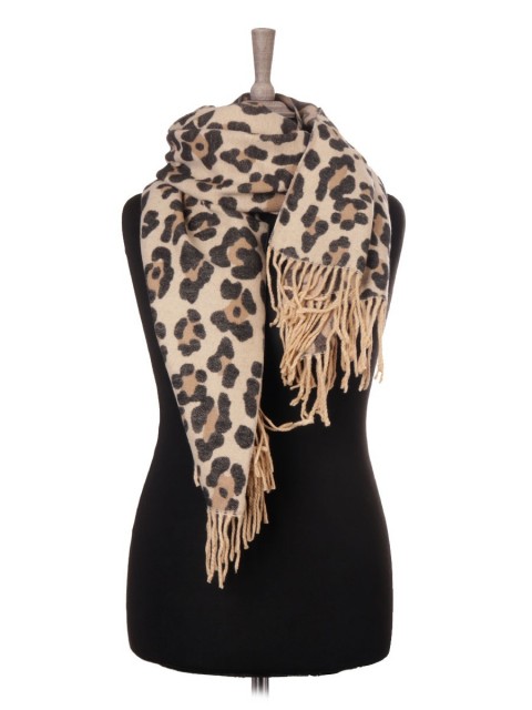 Ladies Leopard Print wool Mix Shawl/Scarf